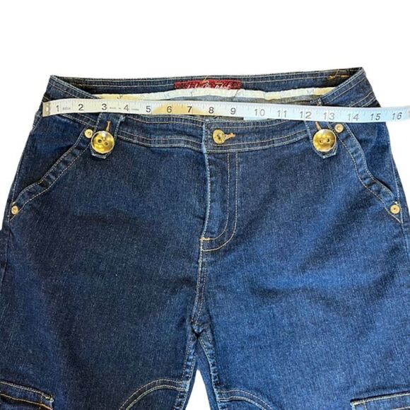 Baby Phat Vintage Retro Women's Cropped Carpenter Jeans with Gold Detail Size 9 - Picture 5 of 10